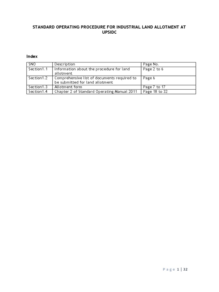 Sop For Industrial Land Allotment PDF PDF Insurance Interest