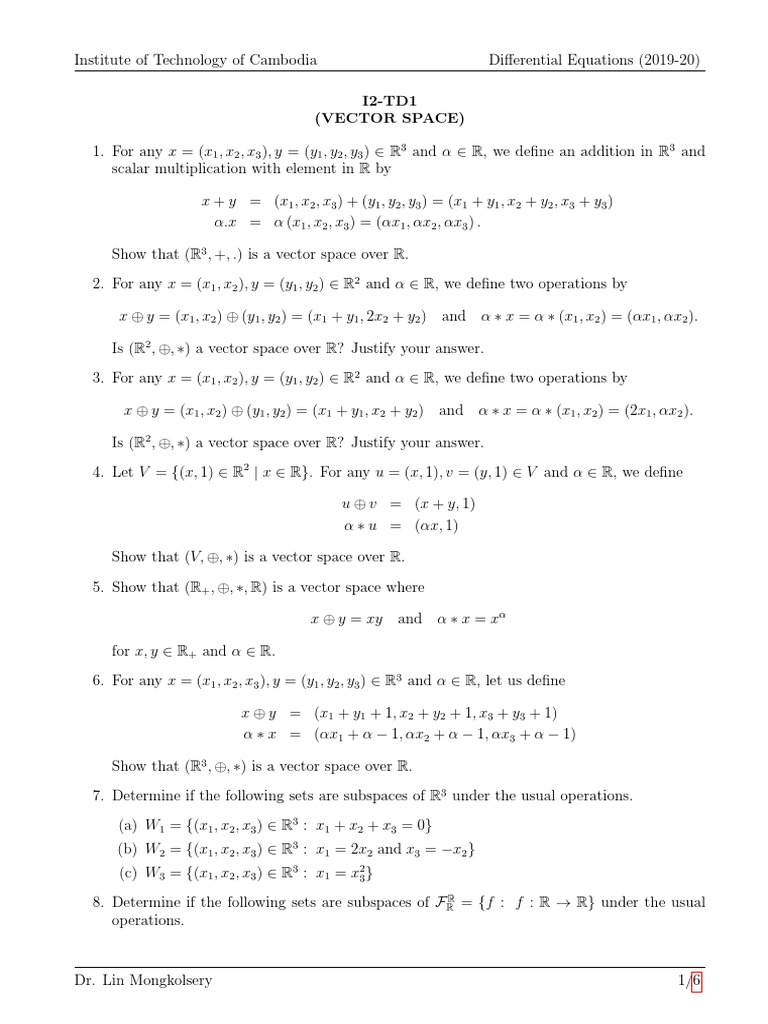 Vector Spaces and Subspaces Analysis | PDF | Linear Subspace | Basis ...