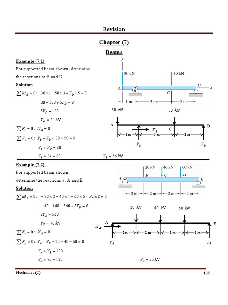Beam Reaction Calculations Examples | PDF | Physical Sciences | Chemistry
