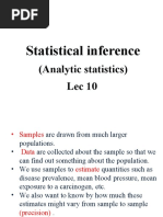 Statistical Inference: (Analytic Statistics) Lec 10