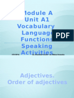 A 1 Speaking and Vocabulary - Adjectives - Order of Adjectives