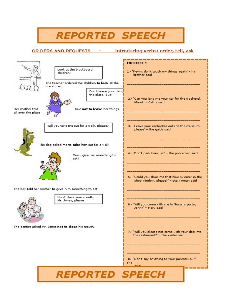 Reported Speech Exercises | PDF