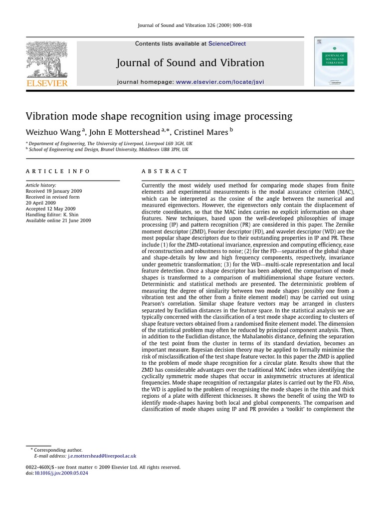 Vibration Mode Shape Recognition Using Image Processing PDF | PDF ...
