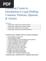 CONTENTS INDEX - Certificate Course in Introduction To Legal Drafting