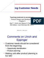 Identifying Customer Needs: Teaching Materials To Accompany