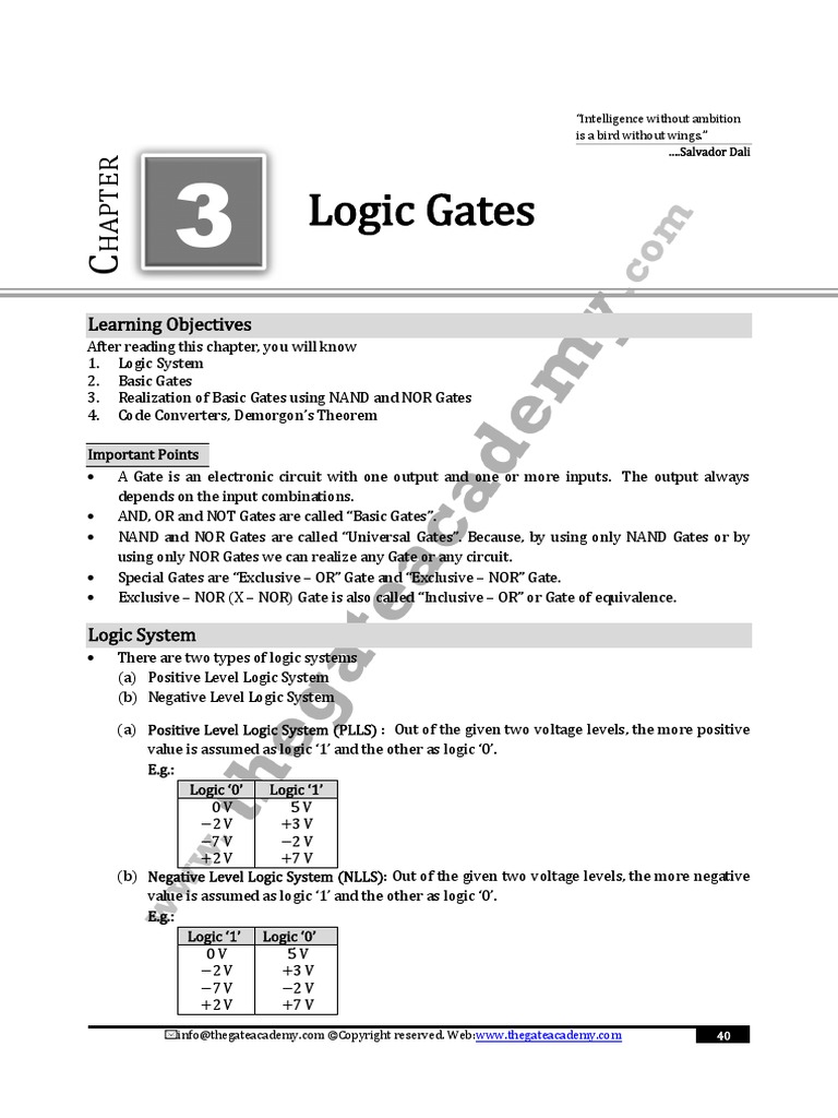Logic Gates Learning Objectives PDF Logic Gate Mathematical Logic