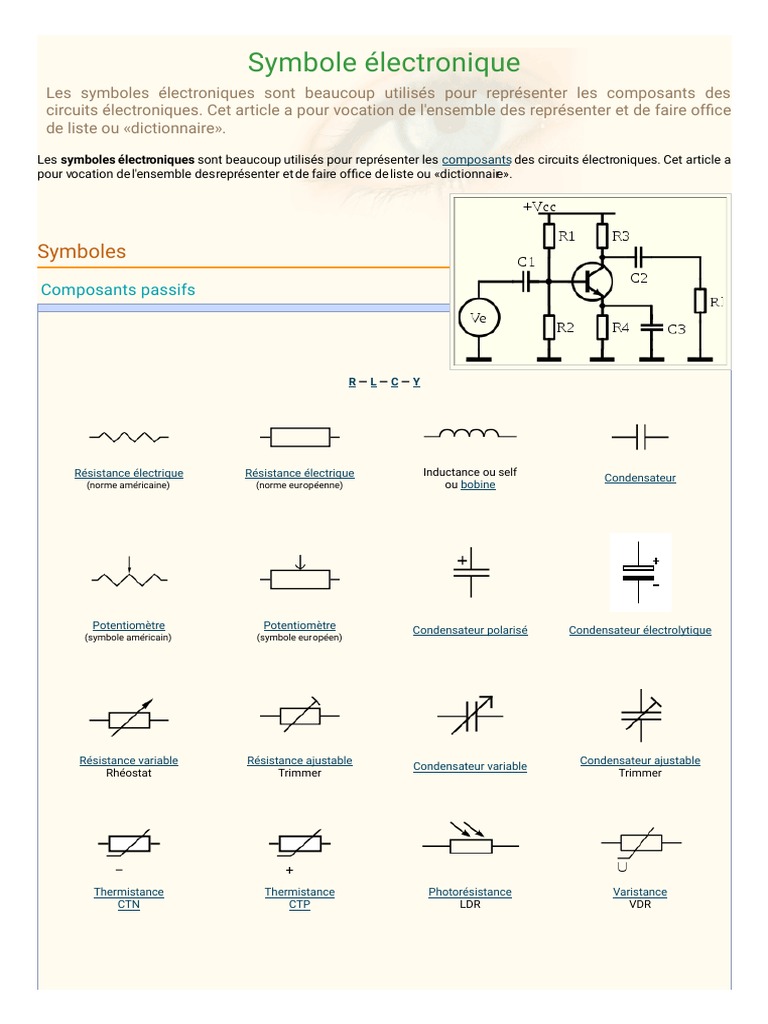 Liste des symboles électroniques PDF Diode Tube électronique — free download
