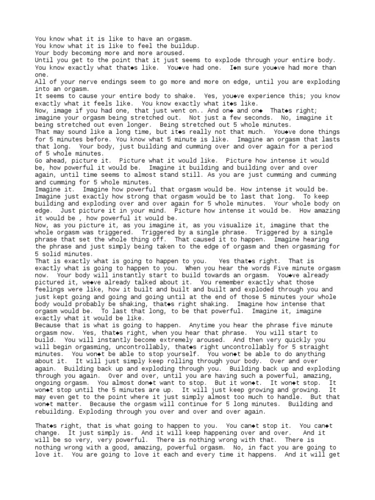 Five Minute Orgasm Experience | PDF | Self-Improvement