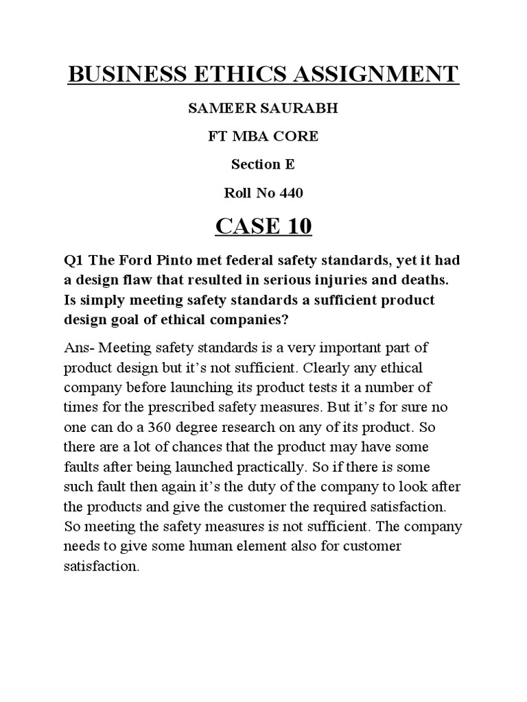 Business Ethics Case Study Analysis | PDF | Psychology | Human Nature