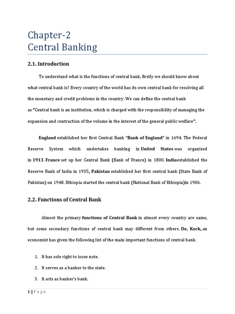 Functions of Central Banks An Overview of Their Key Roles in Managing