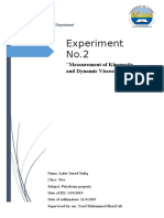 Experiment No.2: Measurement of Kinematic and Dynamic Viscosity''