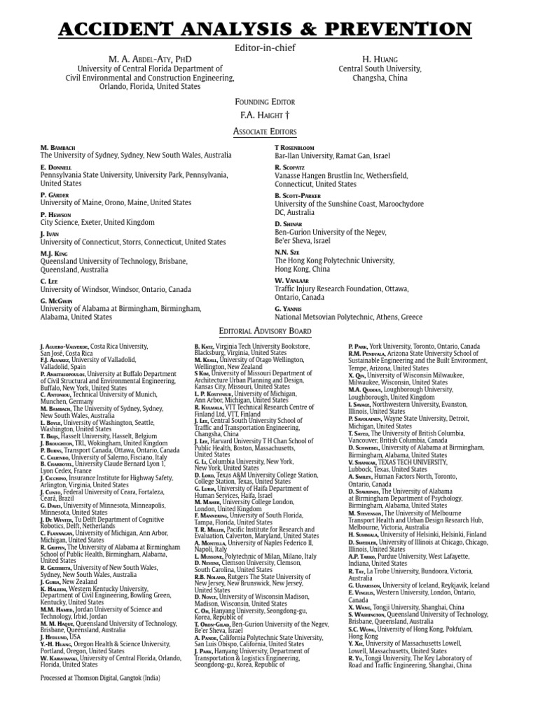 Accident Analysis & Prevention Impact Factor | PDF | Engineering | Academia