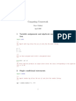Computing Coursework: 1 Variable Assignment and Algebraic Manipula-Tion