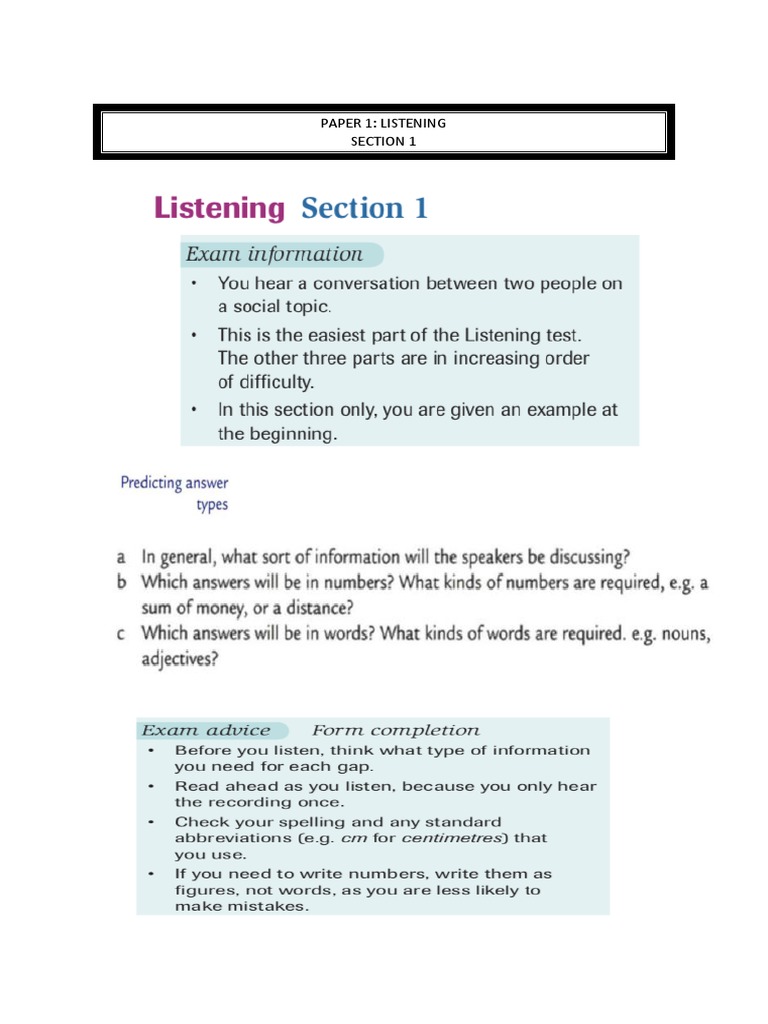c1 - Listening Section 1 | PDF