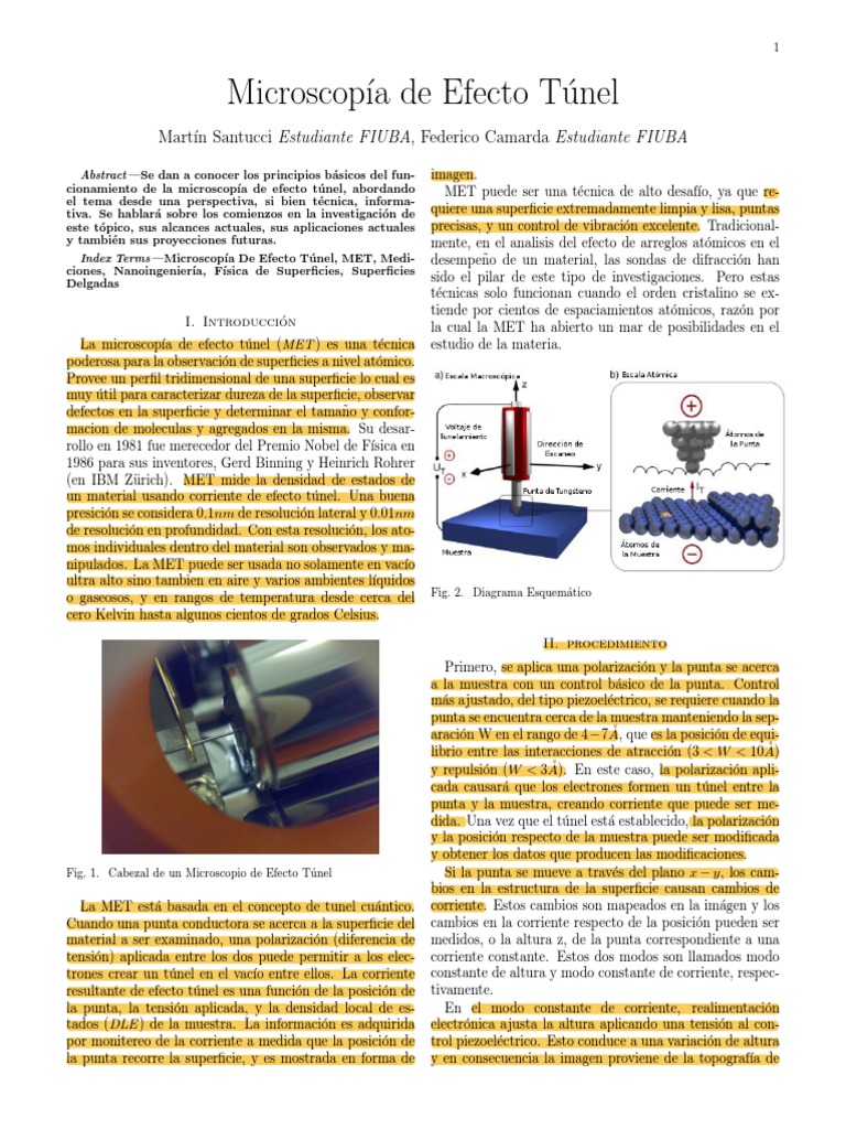 Microscopía de Efecto Túnel: Principios y Aplicaciones | PDF ...