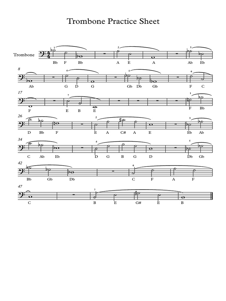 Trombone Practice Sheet PDF