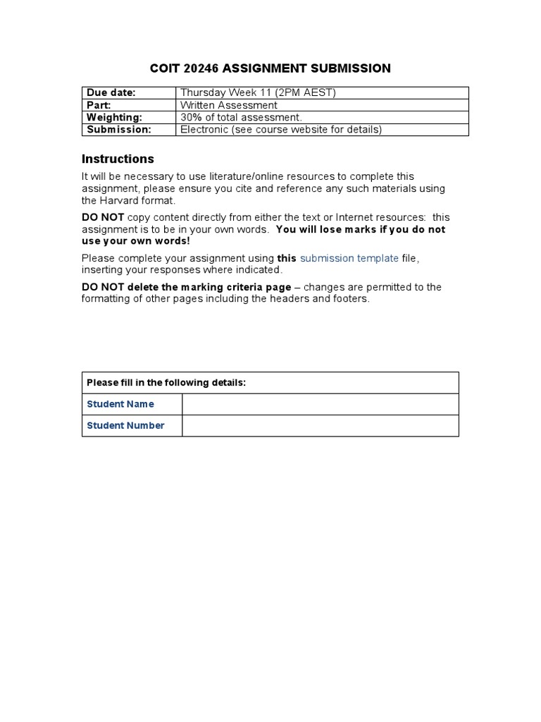 COIT 20246 Written Assignment Guide | PDF | It Service Management ...