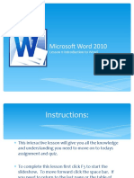 Microsoft Word 2010: Lesson 1: Introduction To Word