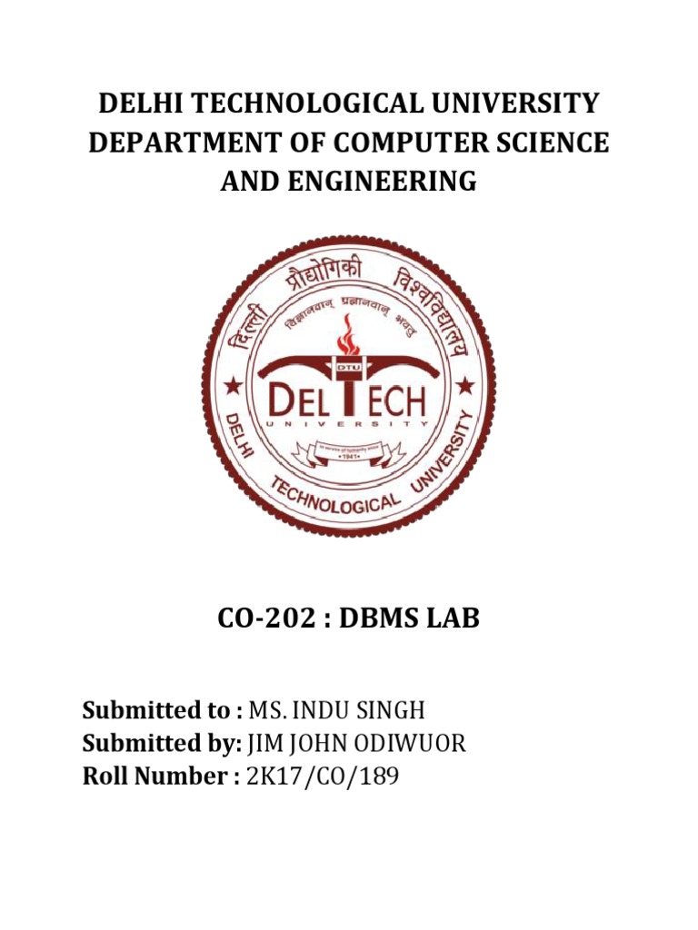DBMS Lab File PDF Relational Database Databases