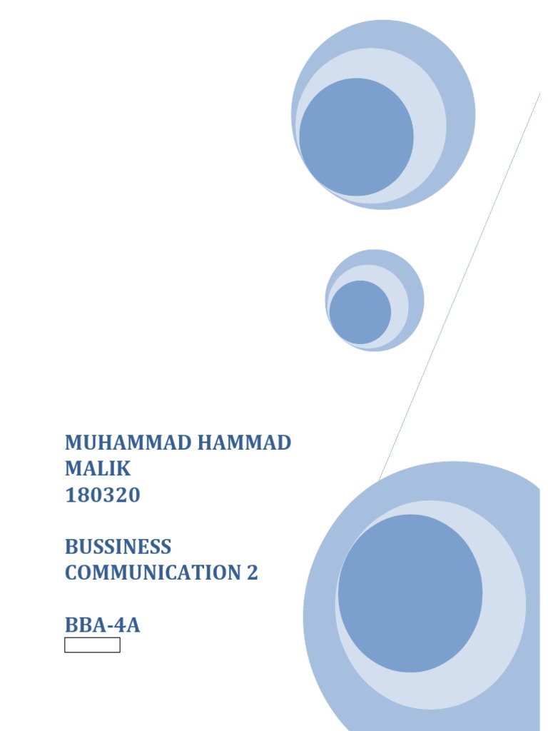 Muhammad Hammad Malik 180320 Bussiness Communication 2 BBA-4A | PDF