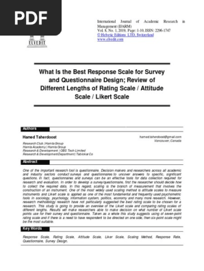 What is the Best Response Scale for Survey and Questionnaire Design; Review of Different Lengths of Rating Scale Attitude Scale Likert Scale