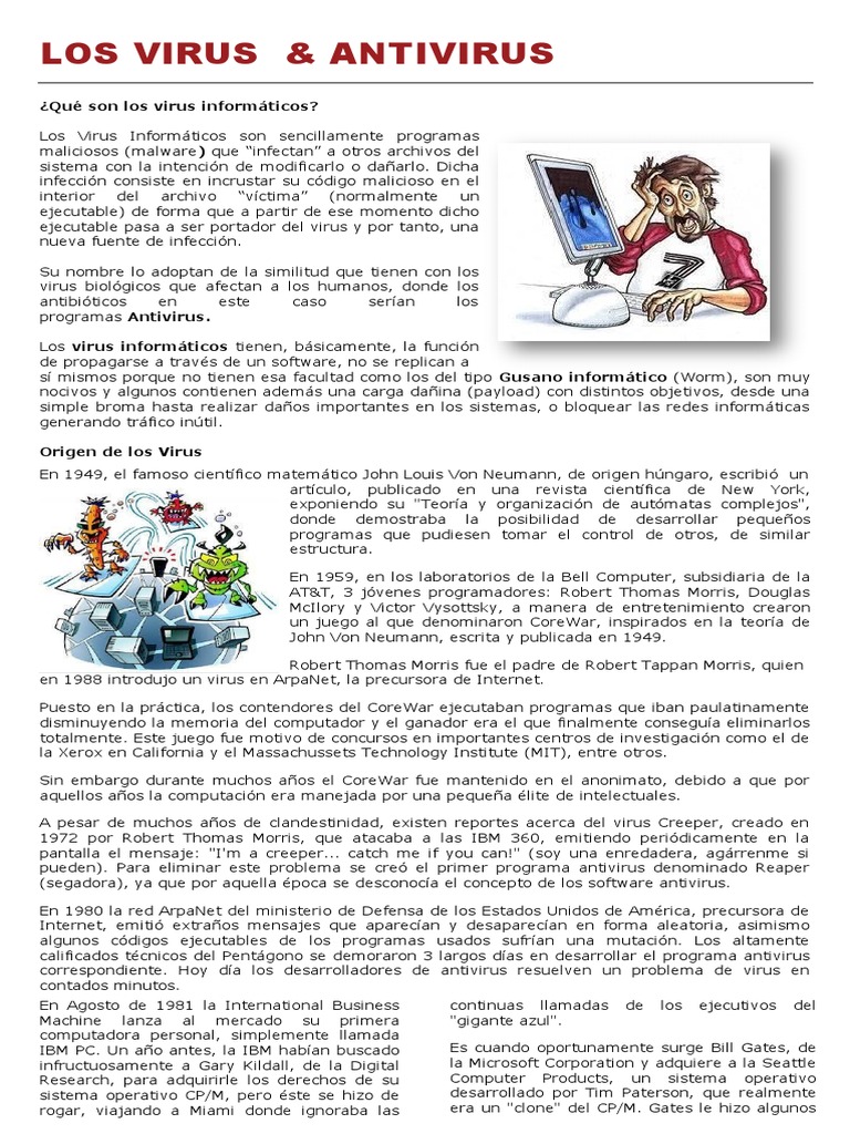 Los Virus Informaticos Virus De Computadora Software Antivirus