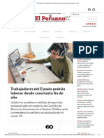 Trabajadores Del Estado Podrán Laborar Desde Casa Hasta Fin de Año