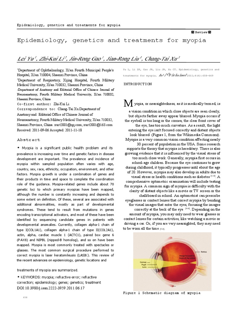 Epidemiology, Genetics and Treatments For Myopia | PDF | Actin | Gene