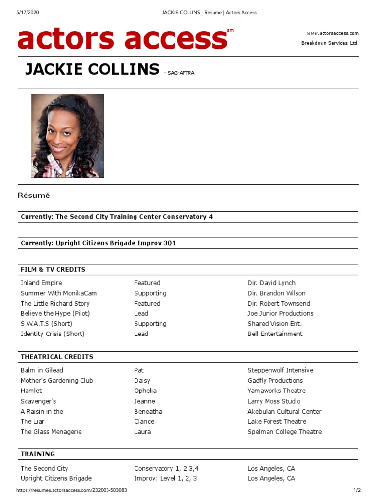 Actors Access Resume 60 Photos - Moonagedaydream.film