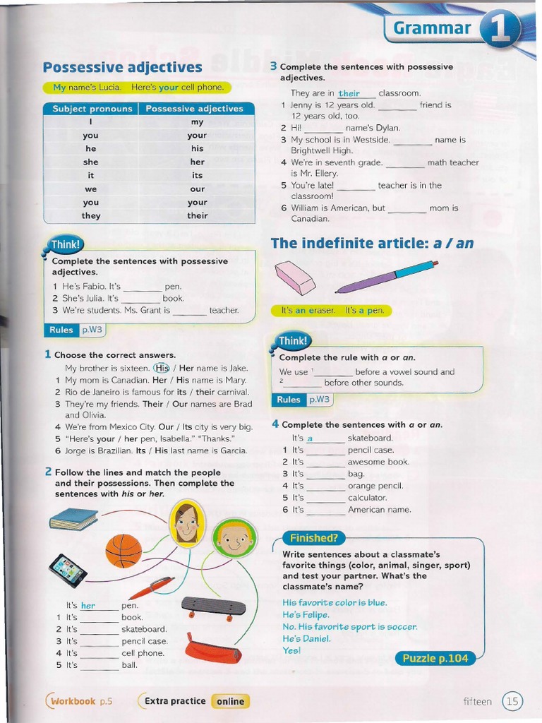 Possessive Adjectives Exercicio I Language Mechanics Linguistics