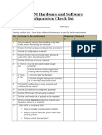 NCR ATM Hardware and Software Configuration Check List: No - Actions To Be Performed Respons e Remark