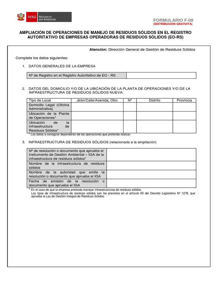 Formulario F 08 | PDF | Residuos | Seguro