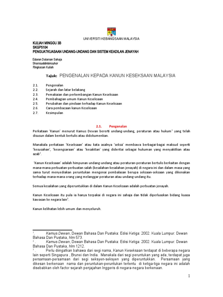 Skgp5104 Kuliah M3b Pengenalan Kepada Kanun Keseksaan Di Msia 20200401083048 Pdf