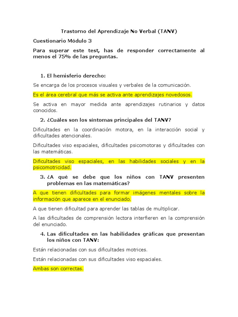 Cuestionario Módulo 3 Pdf Memoria Aprendizaje