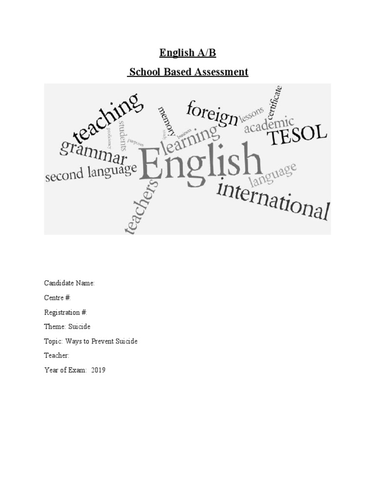 English A SBA | PDF | Adolescence | Suicide