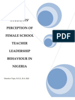Student Perception of Their Female School Teachers' Leadership Behaviour in Nigeria