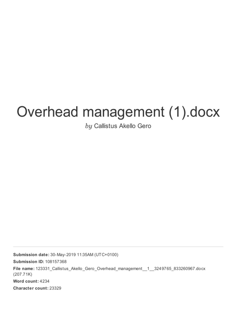 Overhead Management Guide | PDF | Science & Mathematics