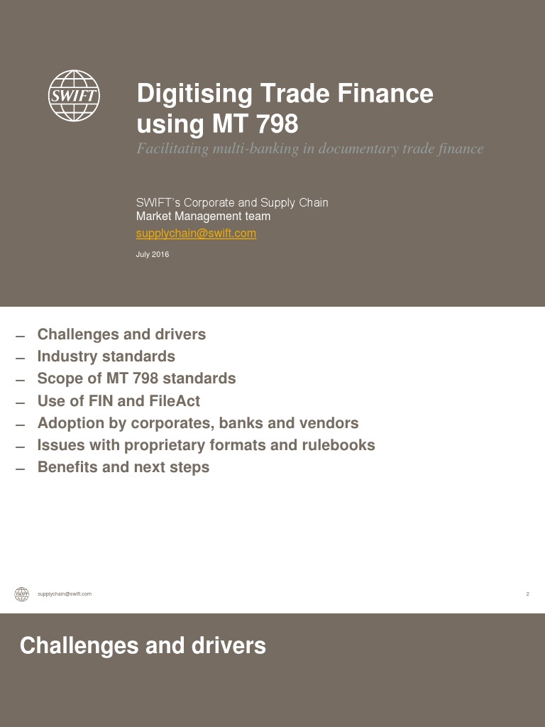 MT 798: Streamlining Trade Finance | PDF | Proprietary Software | Banks