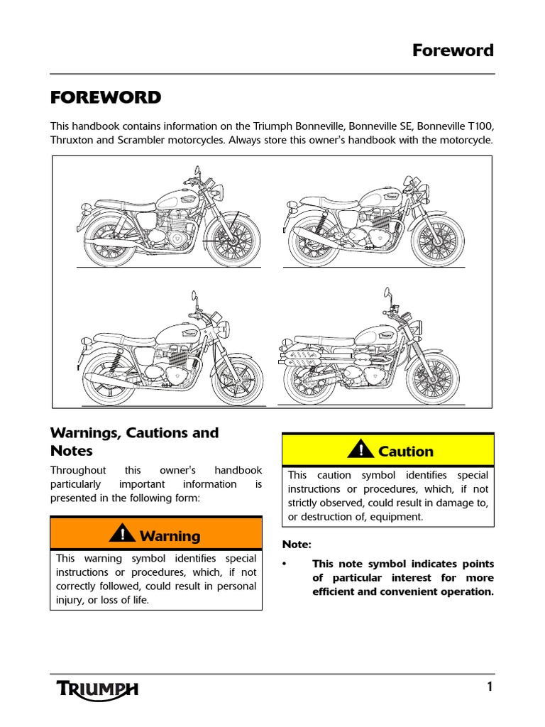 Triumph Bonneville, Speedmaster, Truxton, Excrambler ('01 - '07