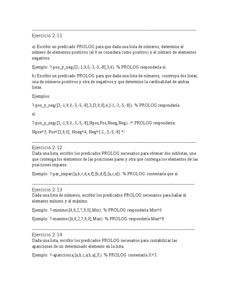 Ejercicios de Predicados en Prolog | PDF