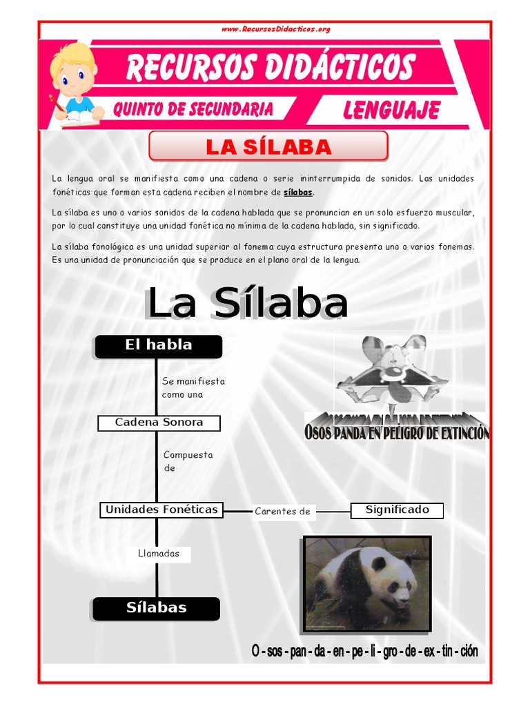 Ejercicios de La Sílaba para Quinto de Secundaria | PDF | Sílaba | Fonética