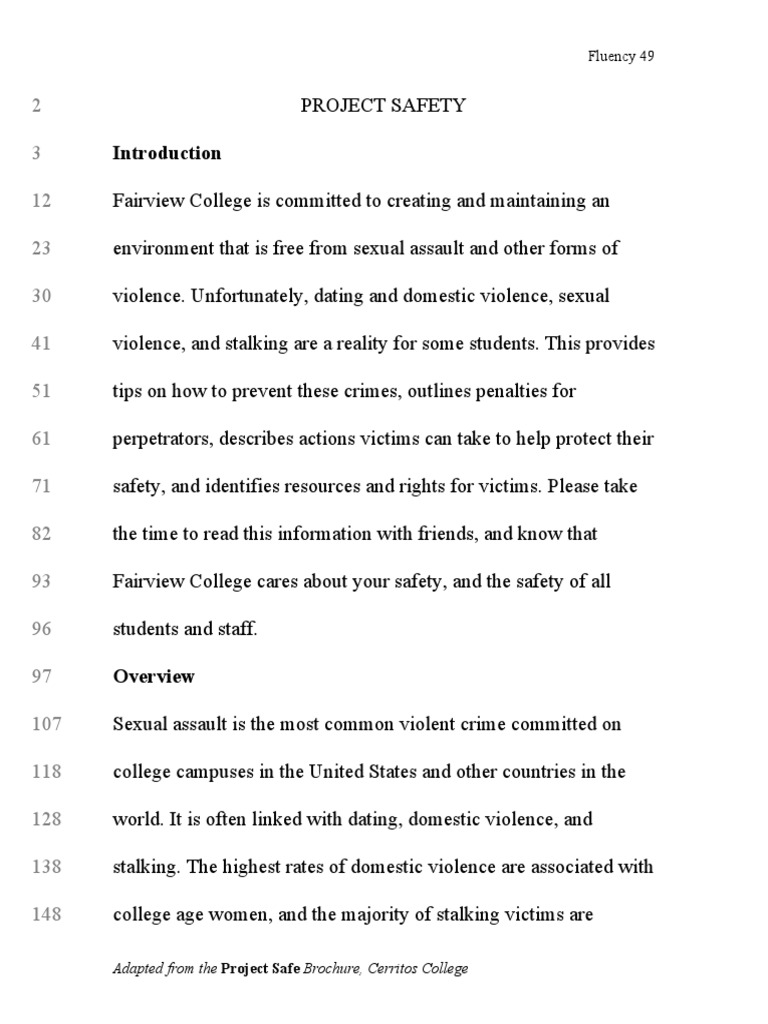 Project Safety: Preventing Campus Violence | PDF | Stalking | Rape