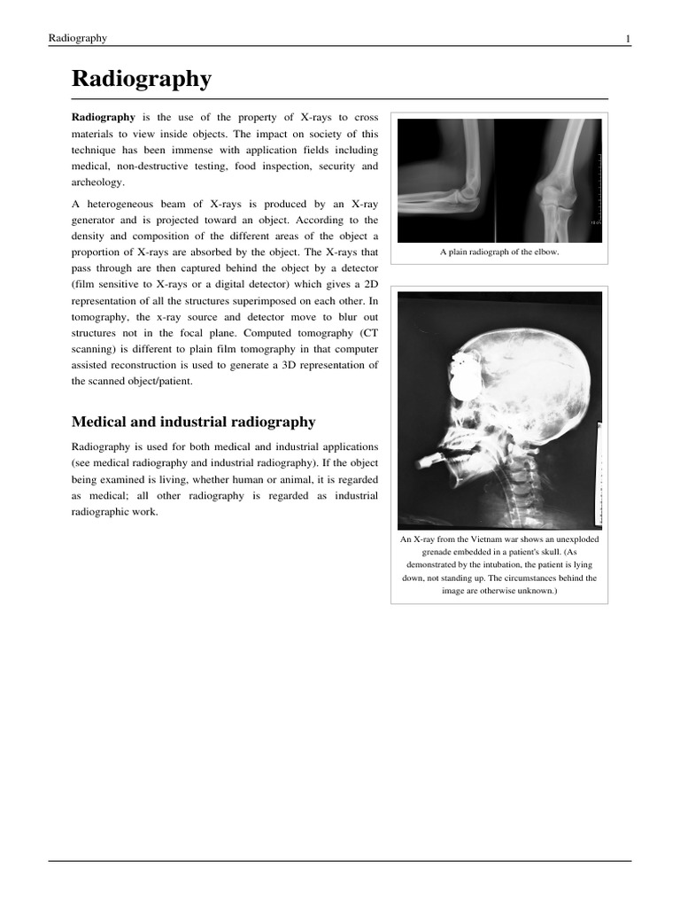 Radiography Medical and Industrial Radiography PDF Radiography