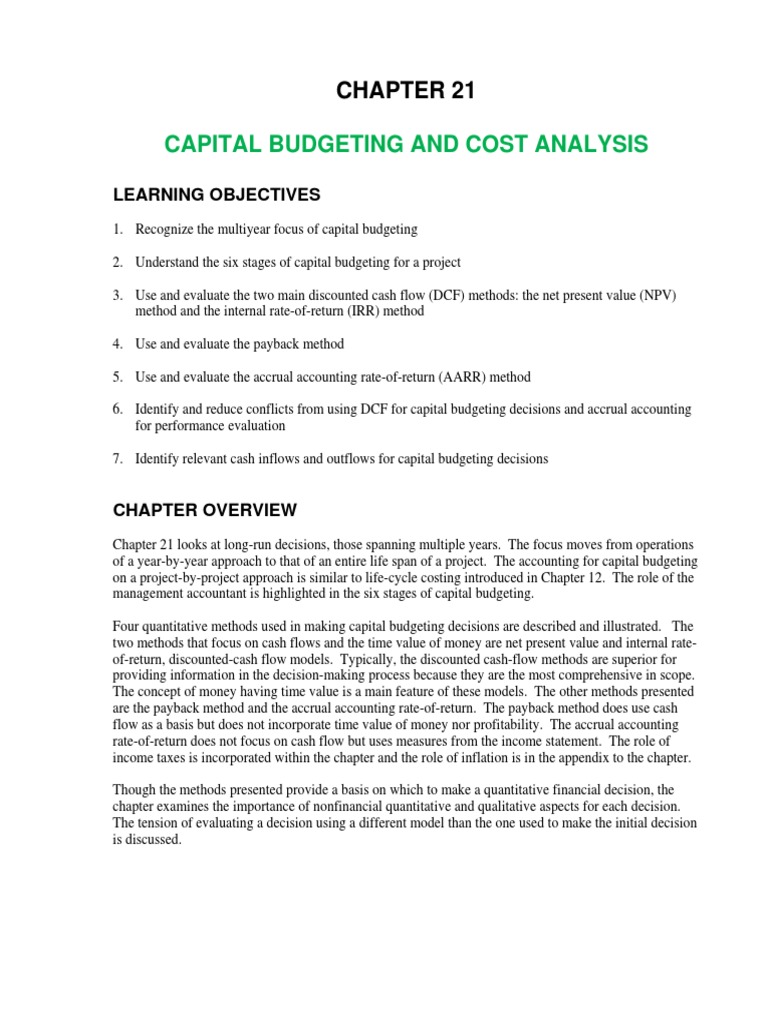 Capital Budgeting and Payback Analysis | PDF | Net Present Value ...