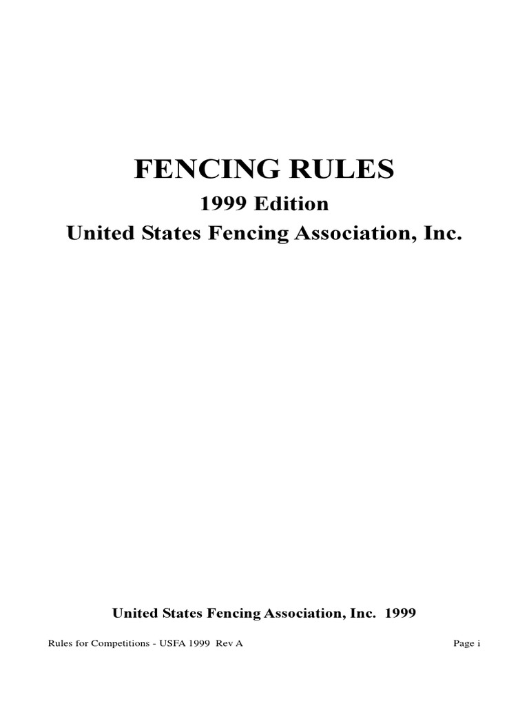 Fencing Rules 99 PDF Fencing Sports