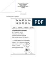 Actividades de Español Grado Primero