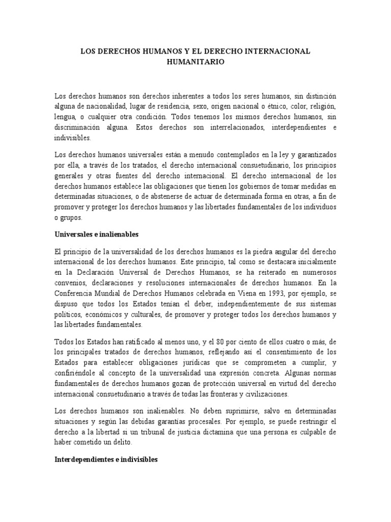 Derechos Humanos y Derecho Internacional | PDF | Ley humanitaria ...