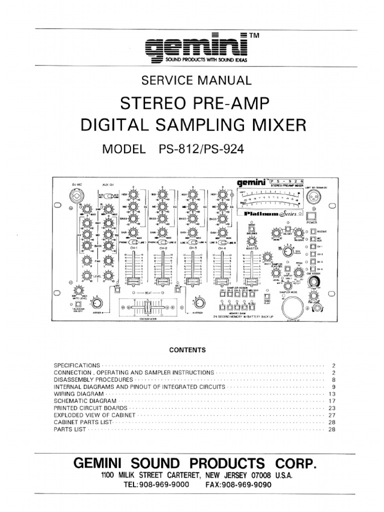 Gemini ps-812 ps-924 Mixer SM PDF | PDF