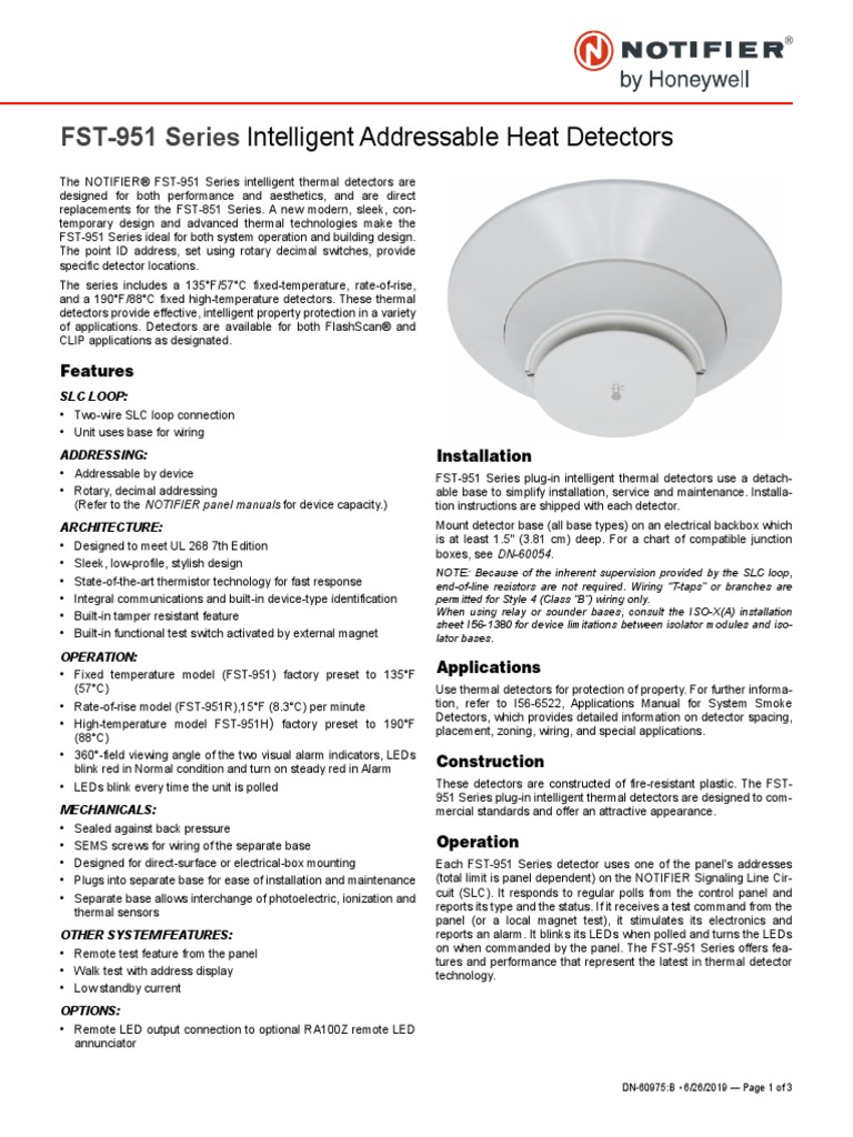 Intelligent Addressable Heat Detectors: FST-951 Series | PDF ...