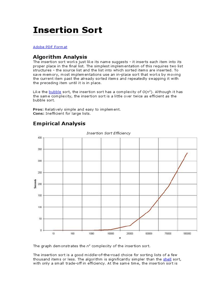 Insertion Sort: Algorithm Analysis | PDF | Discrete Mathematics ...